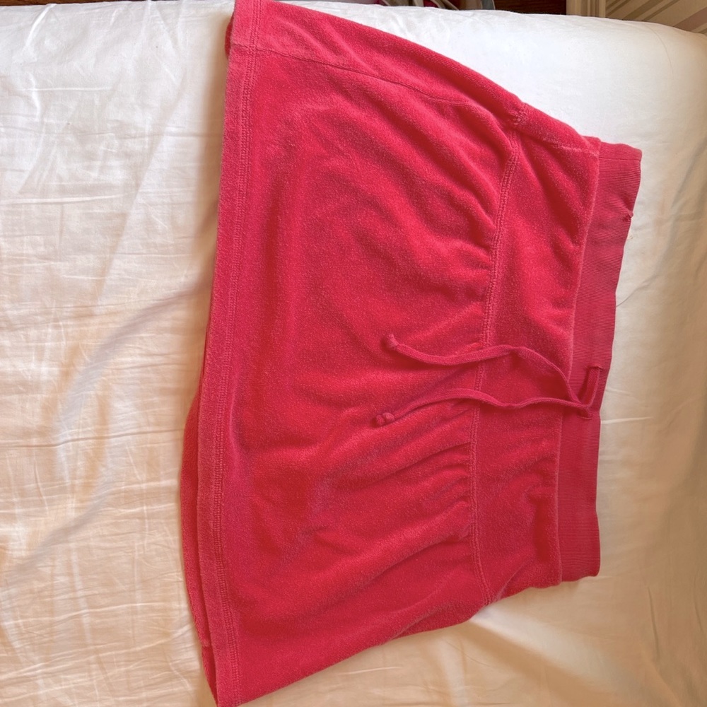 Terry cloth texture pink mini skirt low waisted